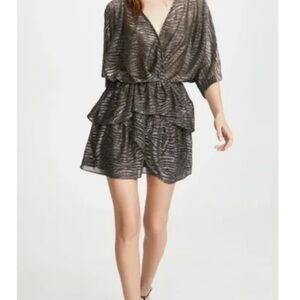 IRO Metallic Black, Silver & Gold Mini Dress